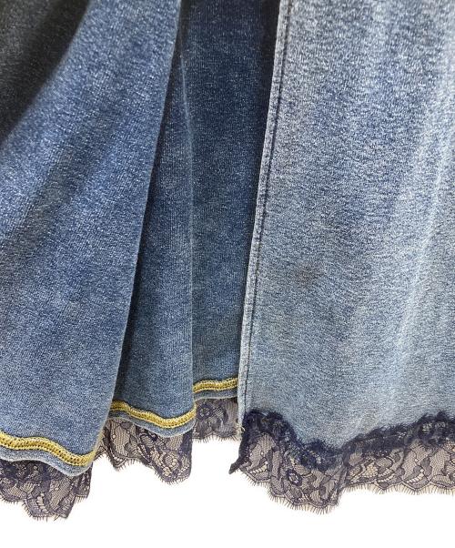 Ameri（アメリ）AMERI (アメリ) MEDI 2WAY DENIM LIKE LACE DOCKING DRESS デニムレースワンピース ブルー サイズ:Sの古着・服飾アイテム