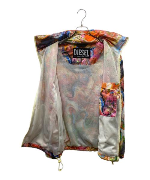 DIESEL（ディーゼル）DIESEL (ディーゼル) j-warrel-print jacket ナイロンジャケット オレンジ×グリーン サイズ:52の古着・服飾アイテム