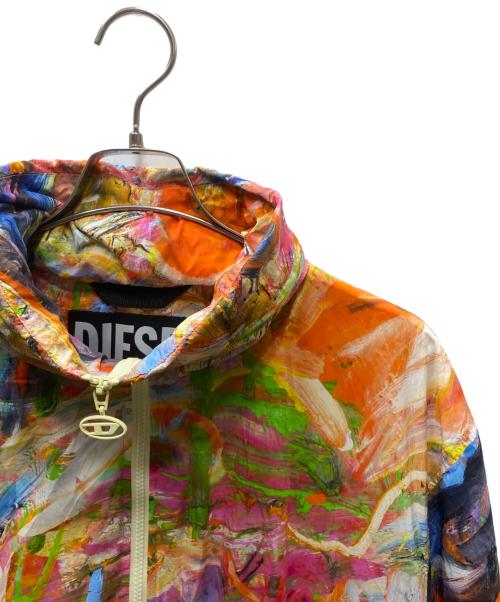 DIESEL（ディーゼル）DIESEL (ディーゼル) j-warrel-print jacket ナイロンジャケット オレンジ×グリーン サイズ:52の古着・服飾アイテム