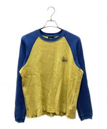 stussy（ステューシー）の古着「2 Tone Thermal ワッフル長袖カットソー」｜イエロー×ブルー