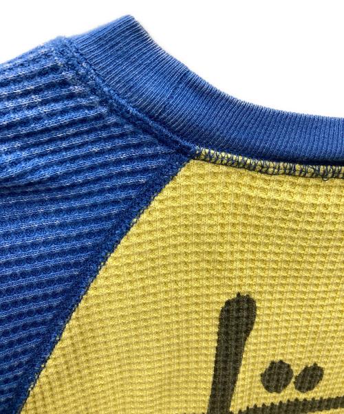 stussy（ステューシー）stussy (ステューシー) 2 Tone Thermal ワッフル長袖カットソー イエロー×ブルー サイズ:Sの古着・服飾アイテム
