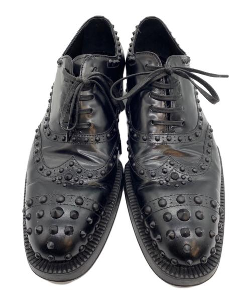 PRADA（プラダ）PRADA (プラダ) 18AW ウイングチップ スタッズ シューズ ブラック サイズ:38の古着・服飾アイテム