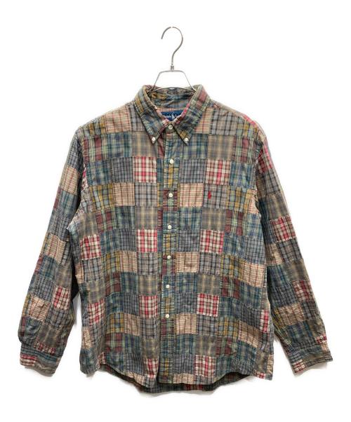 RALPH LAUREN（ラルフローレン）RALPH LAUREN (ラルフローレン) CUSTOM FIT パッチワークチェックシャツ グリーン×レッド サイズ:XLの古着・服飾アイテム