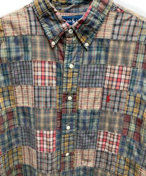 RALPH LAUREN（ラルフローレン）RALPH LAUREN (ラルフローレン) CUSTOM FIT パッチワークチェックシャツ グリーン×レッド サイズ:XLの古着・服飾アイテム