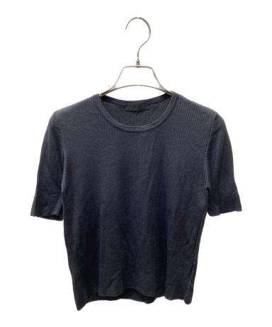 中古・古着通販】PRADA (プラダ) 半袖シルクリブニット ネイビー