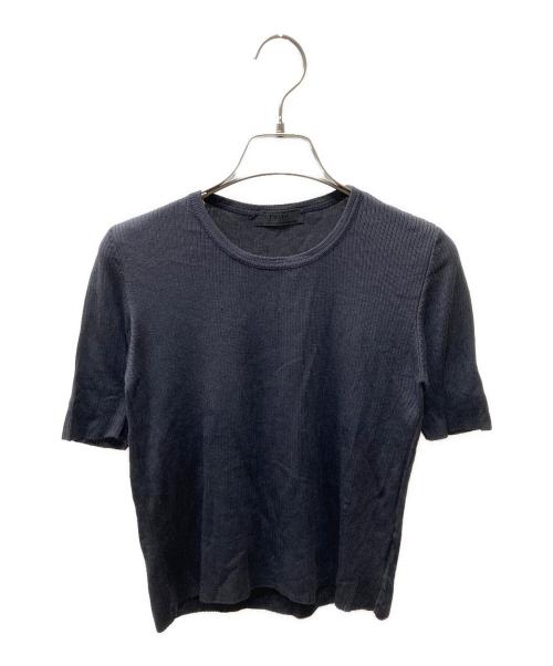PRADA（プラダ）PRADA (プラダ) 半袖シルクリブニット ネイビー サイズ:38の古着・服飾アイテム