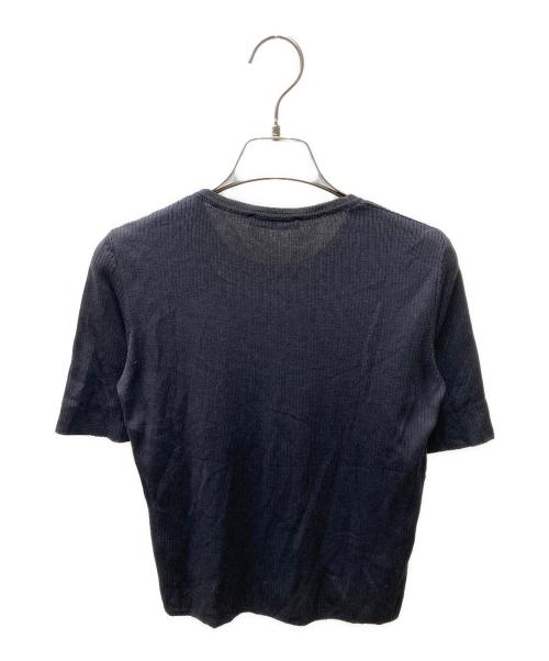 PRADA（プラダ）PRADA (プラダ) 半袖シルクリブニット ネイビー サイズ:38の古着・服飾アイテム