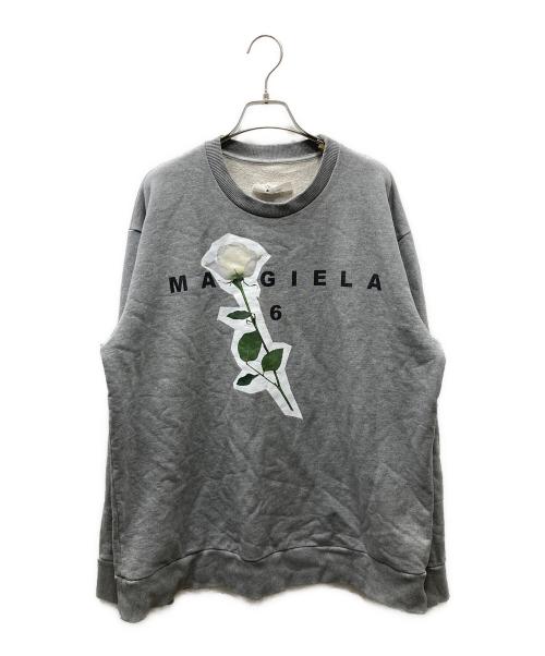 MM6 Maison Margiela（エムエムシックスメゾンマルジェラ）MM6 Maison Margiela (エムエムシックスメゾンマルジェラ) ローズプリントスウェット グレー サイズ:1の古着・服飾アイテム