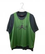 JORDAN BRAND×OFFWHITEジョーダン ブランド×オフホワイト）の古着「SS TOP FOREST GREEN/BLACK/レイヤイードTシャツ」｜ブラック×グリーン