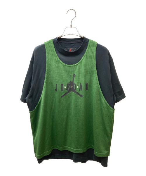 JORDAN BRAND（ジョーダン ブランド）JORDAN BRAND (ジョーダン ブランド) OFFWHITE (オフホワイト) SS TOP FOREST GREEN/BLACK/レイヤイードTシャツ ブラック×グリーン サイズ:XLの古着・服飾アイテム