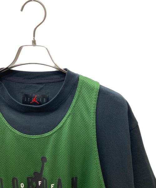 JORDAN BRAND（ジョーダン ブランド）JORDAN BRAND (ジョーダン ブランド) OFFWHITE (オフホワイト) SS TOP FOREST GREEN/BLACK/レイヤイードTシャツ ブラック×グリーン サイズ:XLの古着・服飾アイテム