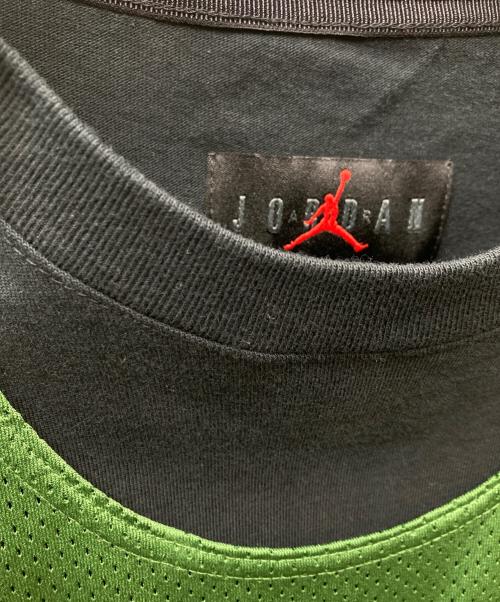 JORDAN BRAND（ジョーダン ブランド）JORDAN BRAND (ジョーダン ブランド) OFFWHITE (オフホワイト) SS TOP FOREST GREEN/BLACK/レイヤイードTシャツ ブラック×グリーン サイズ:XLの古着・服飾アイテム