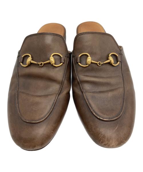 GUCCI（グッチ）GUCCI (グッチ) ホースビットレザーミュール ブラウン サイズ:SIZE 36 1/2の古着・服飾アイテム