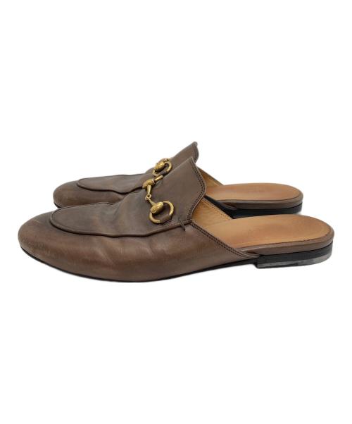 GUCCI（グッチ）GUCCI (グッチ) ホースビットレザーミュール ブラウン サイズ:SIZE 36 1/2の古着・服飾アイテム