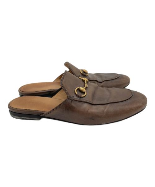 GUCCI（グッチ）GUCCI (グッチ) ホースビットレザーミュール ブラウン サイズ:SIZE 36 1/2の古着・服飾アイテム