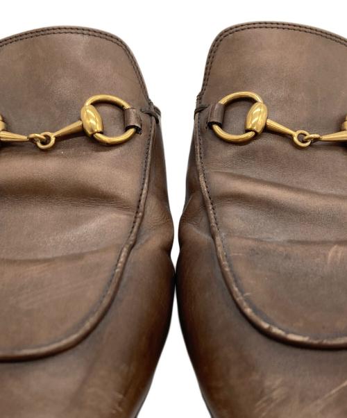 GUCCI（グッチ）GUCCI (グッチ) ホースビットレザーミュール ブラウン サイズ:SIZE 36 1/2の古着・服飾アイテム