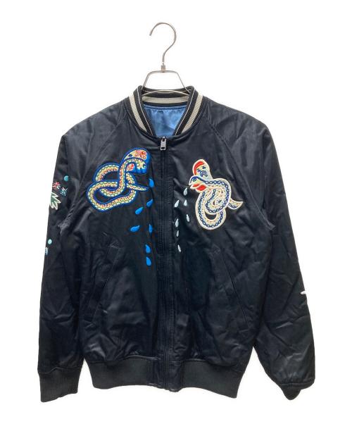 DIESEL（ディーゼル）DIESEL (ディーゼル) BeachParty リバーシブルスカジャン ブラック×ブルー サイズ:XSの古着・服飾アイテム