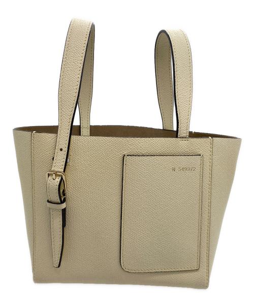 Valextra（ヴァレクストラ）Valextra (ヴァレクストラ) ポーチ付 バケットバッグ マイクロ アイボリーの古着・服飾アイテム