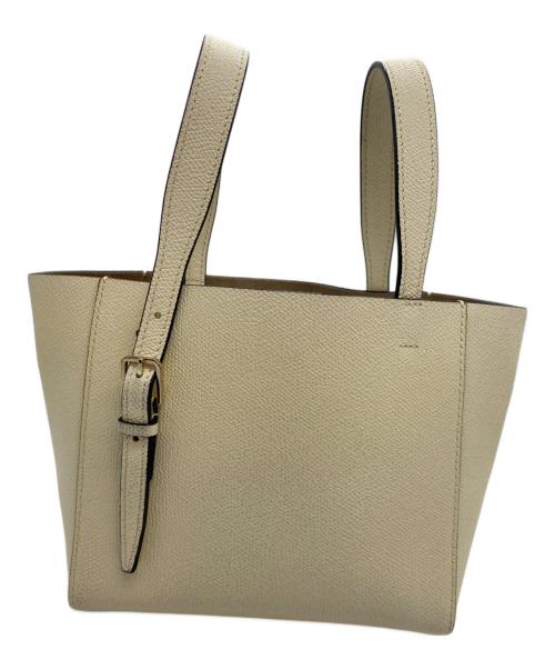 Valextra（ヴァレクストラ）Valextra (ヴァレクストラ) ポーチ付 バケットバッグ マイクロ アイボリーの古着・服飾アイテム