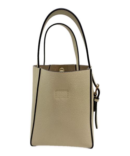 Valextra（ヴァレクストラ）Valextra (ヴァレクストラ) ポーチ付 バケットバッグ マイクロ アイボリーの古着・服飾アイテム