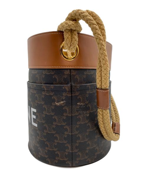 CELINE（セリーヌ）CELINE (セリーヌ) トリオンフ キャンバス バケットバッグ タン ブラウンの古着・服飾アイテム