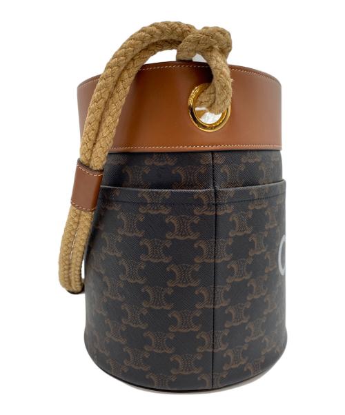 CELINE（セリーヌ）CELINE (セリーヌ) トリオンフ キャンバス バケットバッグ タン ブラウンの古着・服飾アイテム