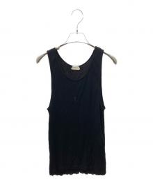 Saint Laurent Paris（サンローランパリ）の古着「ロゴ刺繍タンクトップ」｜ブラック