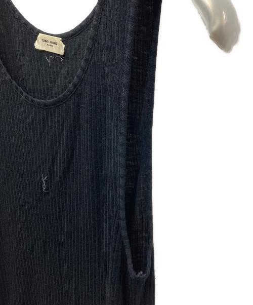 Saint Laurent Paris（サンローランパリ）Saint Laurent Paris (サンローランパリ) ロゴ刺繍タンクトップ ブラック サイズ:Sの古着・服飾アイテム