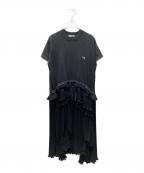 BALENCIAGAバレンシアガ）の古着「21SS SPORTY B PLEATED DRESS ドッキングカットソーワンピース」｜ブラック