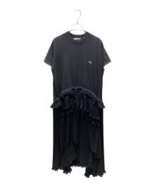 BALENCIAGA（バレンシアガ）の古着「21SS SPORTY B PLEATED DRESS ドッキングカットソーワンピース」｜ブラック