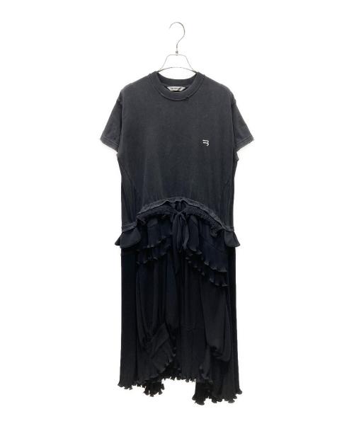BALENCIAGA（バレンシアガ）BALENCIAGA (バレンシアガ) 21SS SPORTY B PLEATED DRESS ドッキングカットソーワンピース ブラック サイズ:34の古着・服飾アイテム