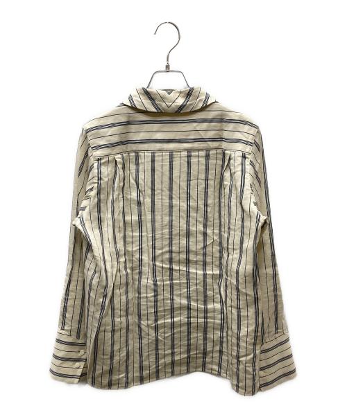 new now（ニューナウ）new now (ニューナウ) リネン混ストライプシャツブラウス アイボリー×ブラック サイズ:Sの古着・服飾アイテム