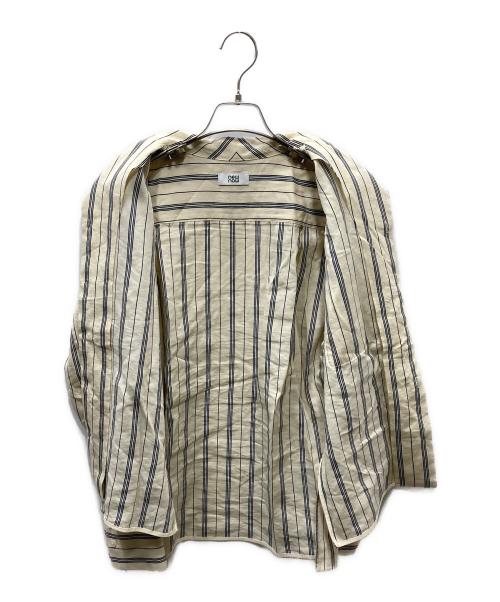 new now（ニューナウ）new now (ニューナウ) リネン混ストライプシャツブラウス アイボリー×ブラック サイズ:Sの古着・服飾アイテム