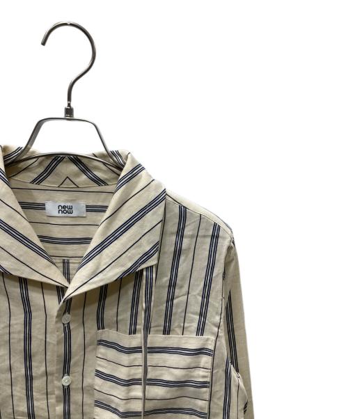 new now（ニューナウ）new now (ニューナウ) リネン混ストライプシャツブラウス アイボリー×ブラック サイズ:Sの古着・服飾アイテム