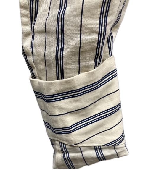 new now（ニューナウ）new now (ニューナウ) リネン混ストライプシャツブラウス アイボリー×ブラック サイズ:Sの古着・服飾アイテム