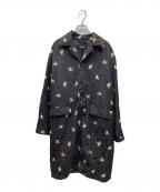 DSQUARED2ディースクエアード）の古着「シワ加工 フラワープリントコクーンコート」｜ブラック