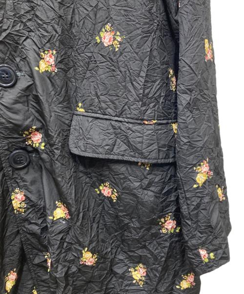 DSQUARED2（ディースクエアード）DSQUARED2 (ディースクエアード) シワ加工 フラワープリントコクーンコート ブラック サイズ:36の古着・服飾アイテム