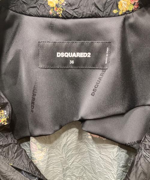 DSQUARED2（ディースクエアード）DSQUARED2 (ディースクエアード) シワ加工 フラワープリントコクーンコート ブラック サイズ:36の古着・服飾アイテム
