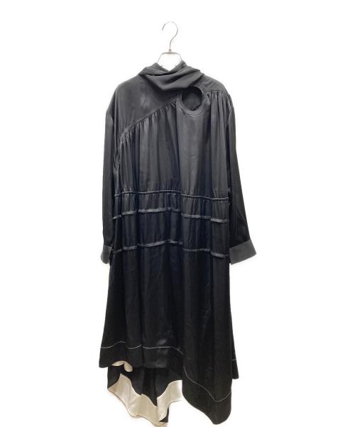 3.1 phillip lim（スリーワンフィリップリム）3.1 phillip lim (スリーワンフィリップリム) Long Sleeve Scarf Neck Asymmetrical Scarf スカーフデザインアシンメトリーワンピース ブラック サイズ:２の古着・服飾アイテム