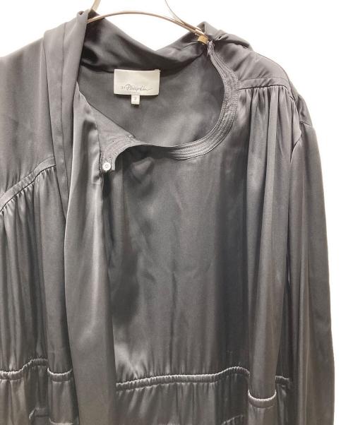 3.1 phillip lim（スリーワンフィリップリム）3.1 phillip lim (スリーワンフィリップリム) Long Sleeve Scarf Neck Asymmetrical Scarf スカーフデザインアシンメトリーワンピース ブラック サイズ:２の古着・服飾アイテム