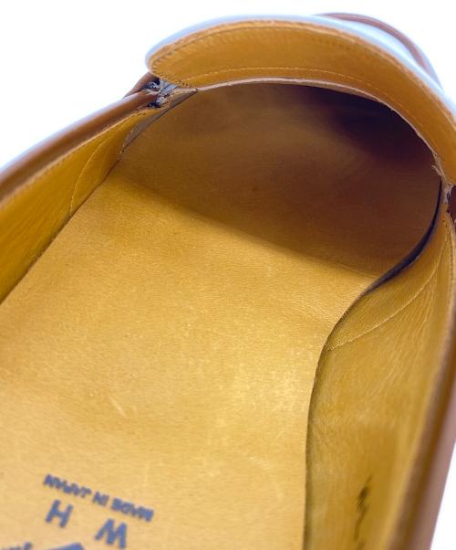 WH（ダブルエイチ）WH (ダブルエイチ) コインローファー ホワイト×ブラウン サイズ:6の古着・服飾アイテム