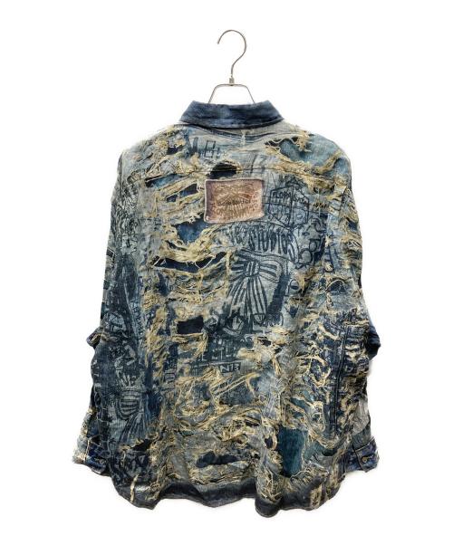 Acne studios（アクネ ストゥディオズ）ACNE STUDIOS (アクネ ストゥディオズ) PRINTED BUTTON-UP SHIRT 転写デザインシャツ ブルー サイズ:48の古着・服飾アイテム