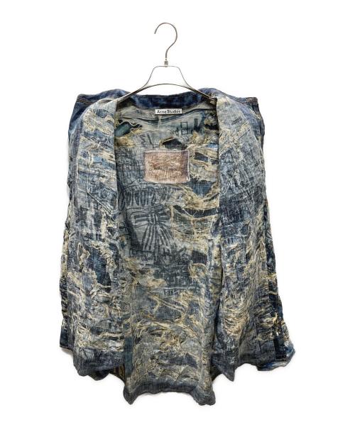 Acne studios（アクネ ストゥディオズ）ACNE STUDIOS (アクネ ストゥディオズ) PRINTED BUTTON-UP SHIRT 転写デザインシャツ ブルー サイズ:48の古着・服飾アイテム