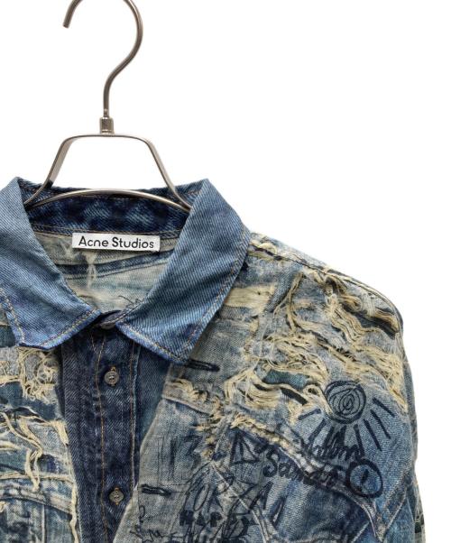 Acne studios（アクネ ストゥディオズ）ACNE STUDIOS (アクネ ストゥディオズ) PRINTED BUTTON-UP SHIRT 転写デザインシャツ ブルー サイズ:48の古着・服飾アイテム