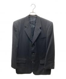 COMME des GARCONS HOMME（コムデギャルソン オム）の古着「89年製 チョークストライプ ウール 3B テーラードジャケット」｜ブラック