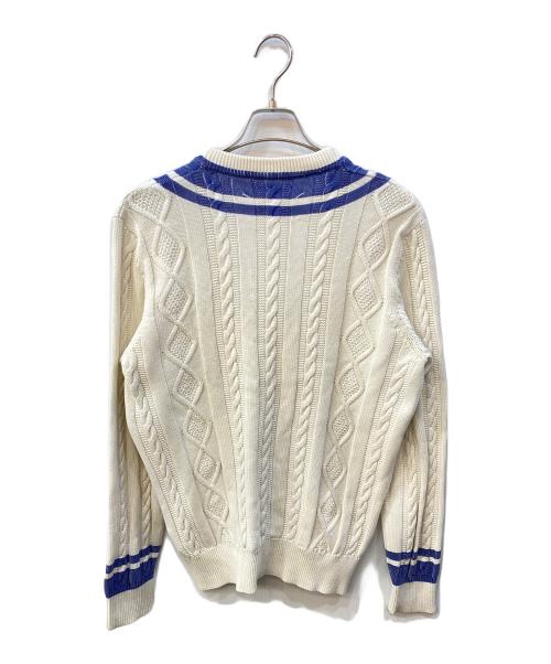 Maison Margiela（メゾンマルジェラ）Maison Margiela (メゾンマルジェラ) Vネックコットンニットカーディガン アイボリー×ネイビー サイズ:Sの古着・服飾アイテム