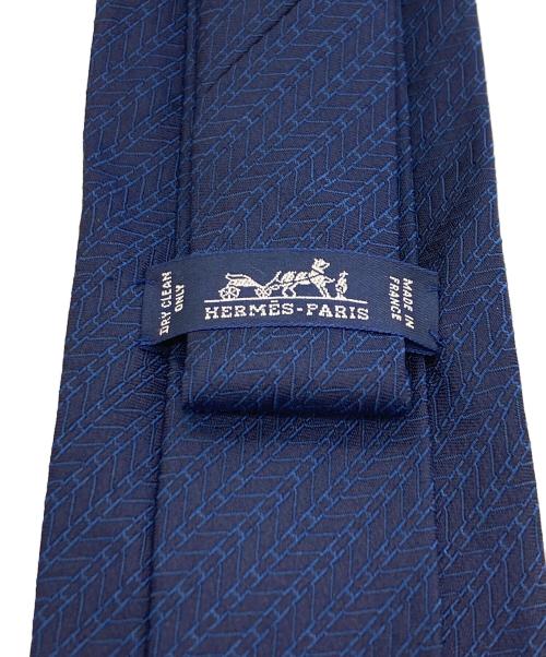 HERMES（エルメス）HERMES (エルメス) H柄シルクネクタイ ネイビー サイズ:表記無しの古着・服飾アイテム