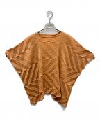me ISSEY MIYAKEミーイッセイ ミヤケ）の古着「ZIG ZAG SEE-THROUGH CREPE/ジグザグシースルーブラウス」｜オレンジ