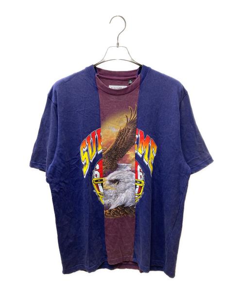 MM6 Maison Margiela（エムエムシックスメゾンマルジェラ）MM6 Maison Margiela (エムエムシックスメゾンマルジェラ) Supreme (シュプリーム) 26SS Split S/S Tee Navy 再構築プリントTシャツ ネイビー サイズ:Mの古着・服飾アイテム