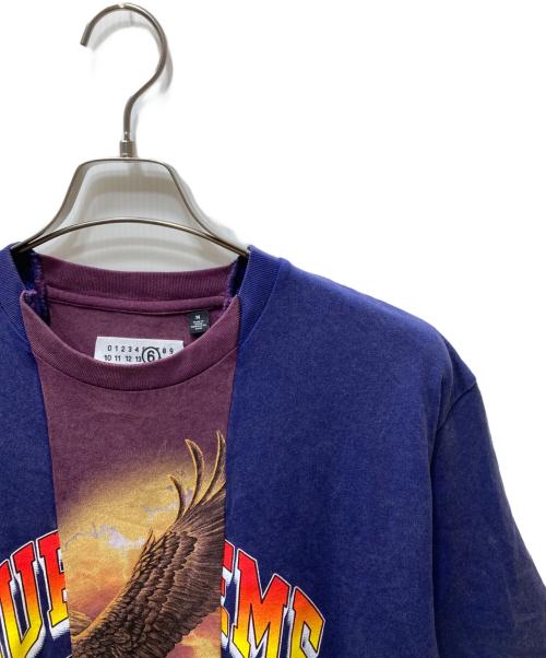 MM6 Maison Margiela（エムエムシックスメゾンマルジェラ）MM6 Maison Margiela (エムエムシックスメゾンマルジェラ) SUPREME (シュプリーム) 26SS Split S/S Tee Navy 再構築プリントTシャツ ネイビー サイズ:Mの古着・服飾アイテム